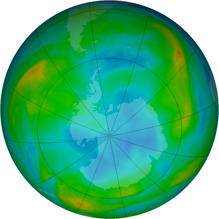 Antarctic ozone map for 13 June 1983